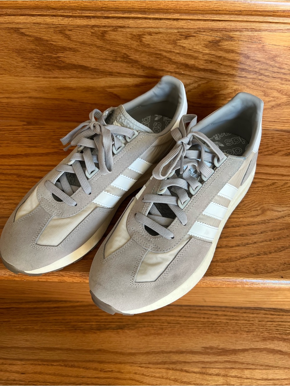 adidas Beige and White Retro Runner Sneakers